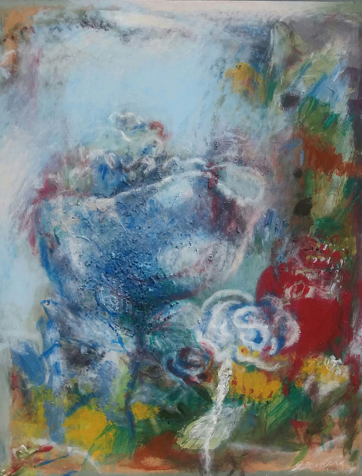 Collage, (Acryl,Papier,Struktur,Glas)/Hartfaserplatte, 45x70, 2020