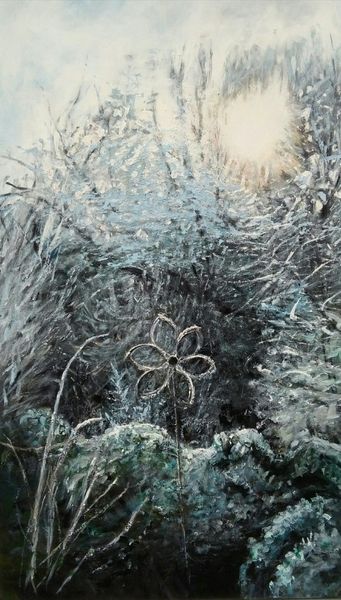 "Raureif", Acryl, Papier/Leinwand, 70x120, 2019