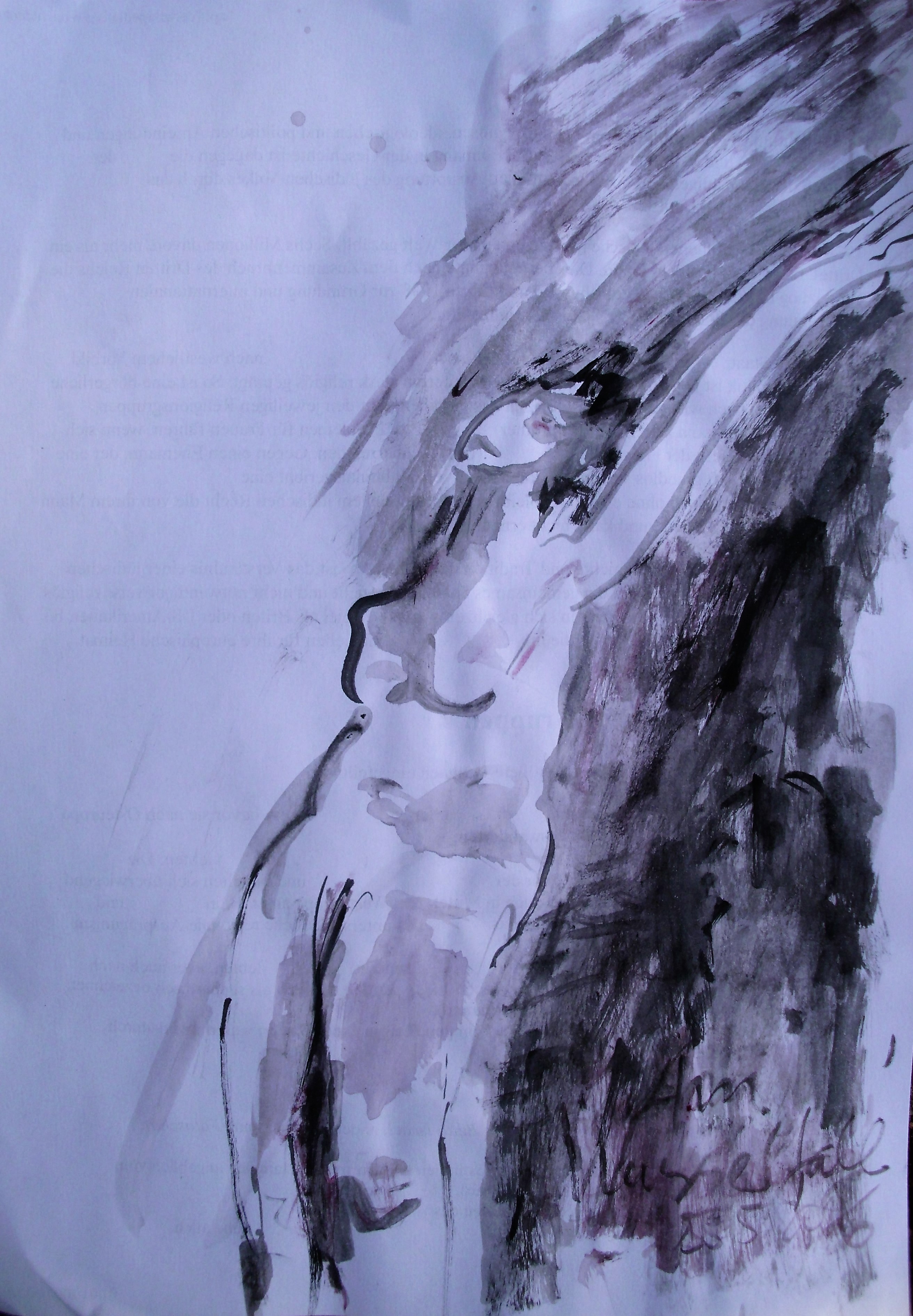 "Am Wasserfall", Acryl/Papier, 20x30, 2016