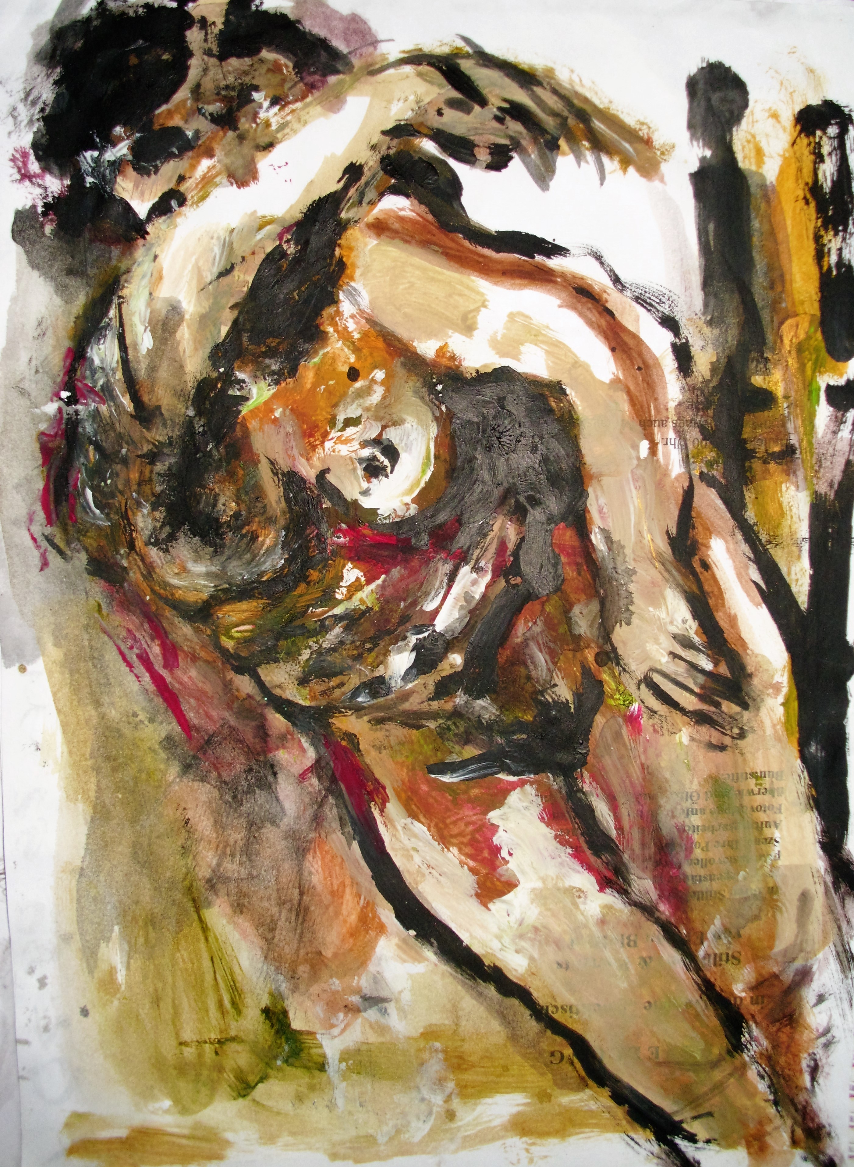 "Bin nicht da", Acryl/Papier, 20x30, 2016