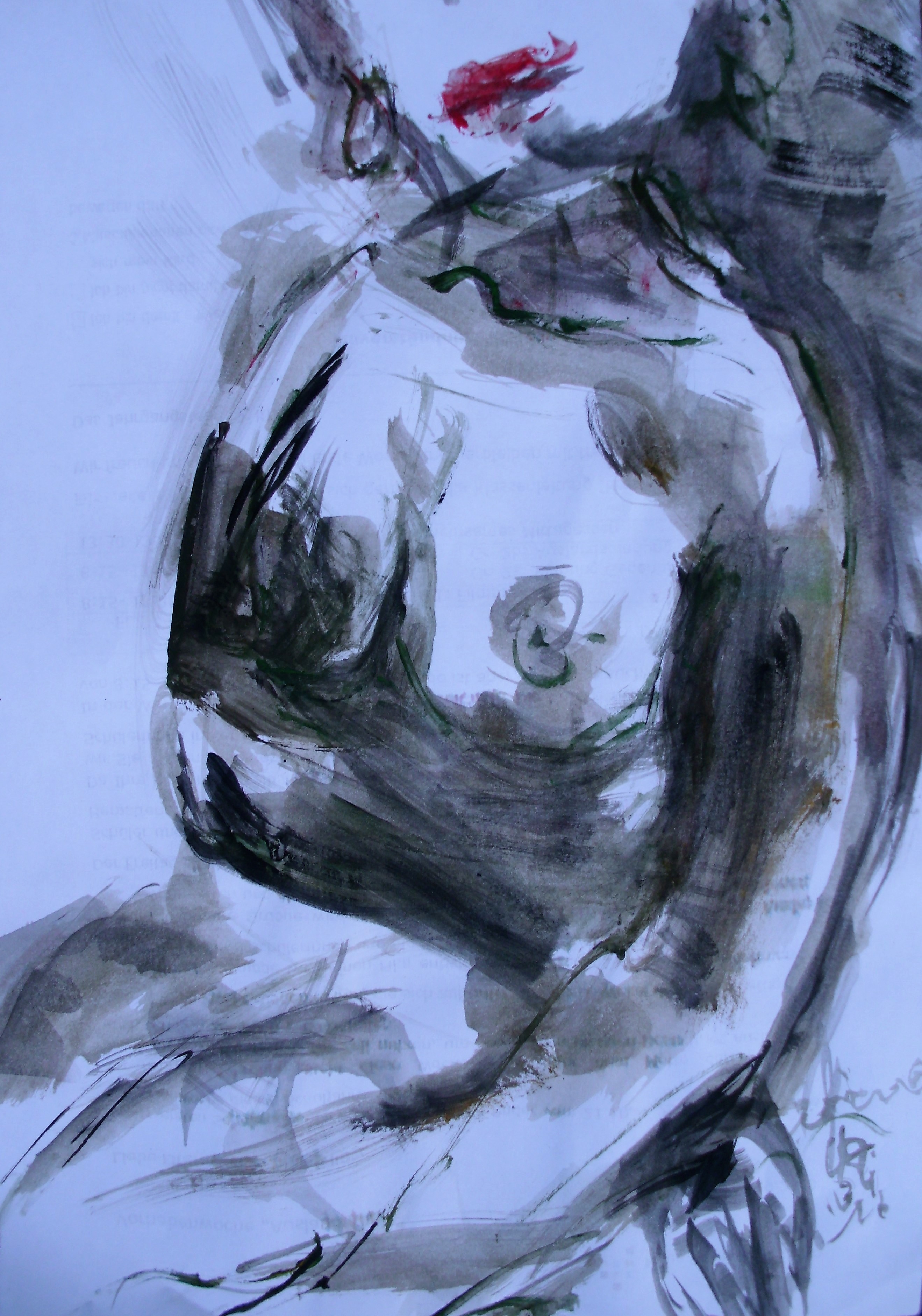 "roter Mund", Acryl/Papier, 20x30, 2016