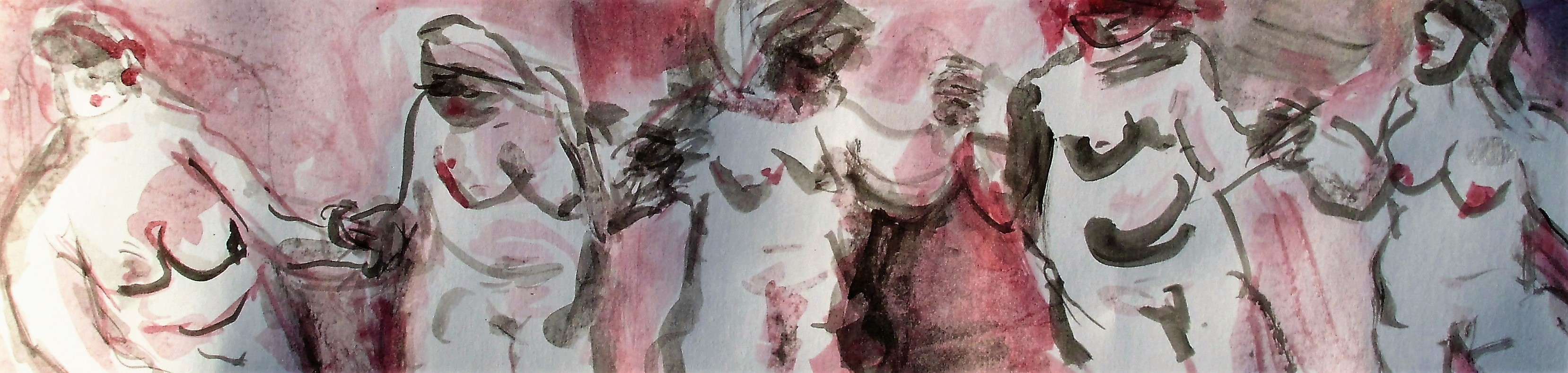 "Aktreigen", Acryl/Papier, 40x10, 2016