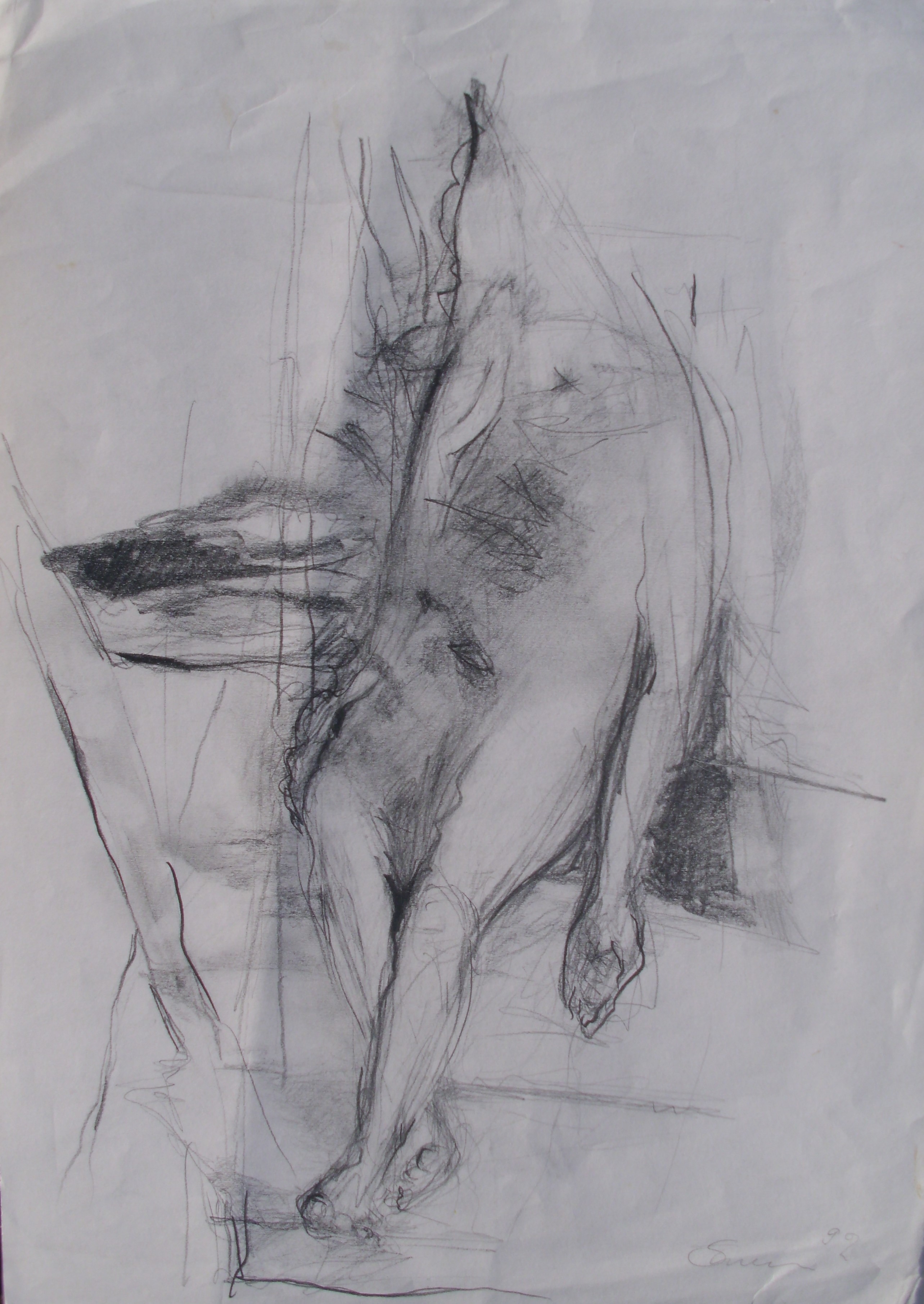 "Auf der Treppe", Bleistift, 30x40, 1992