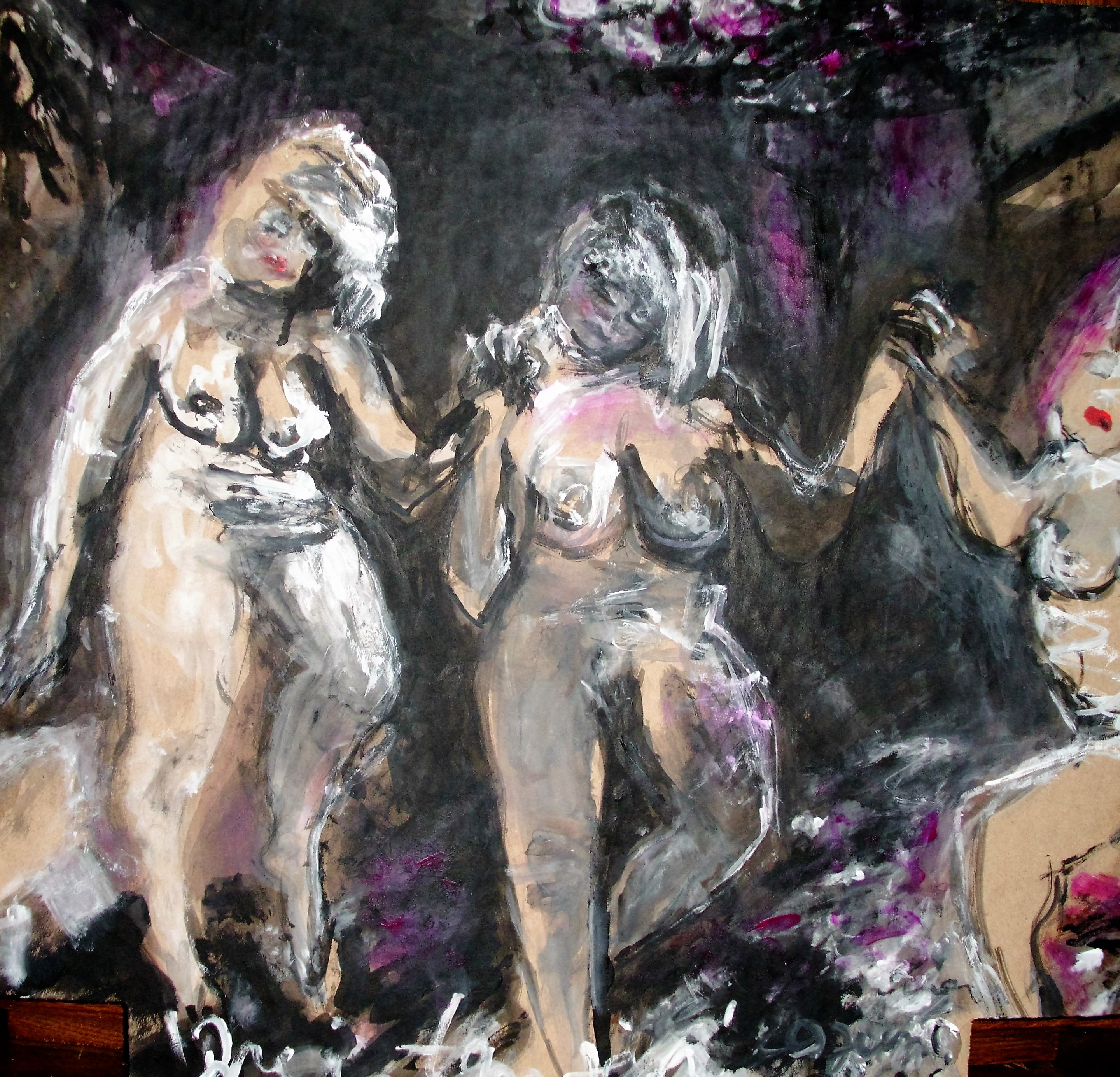 "Drei tanzen", Acryl/Karton, 57x54, 2016