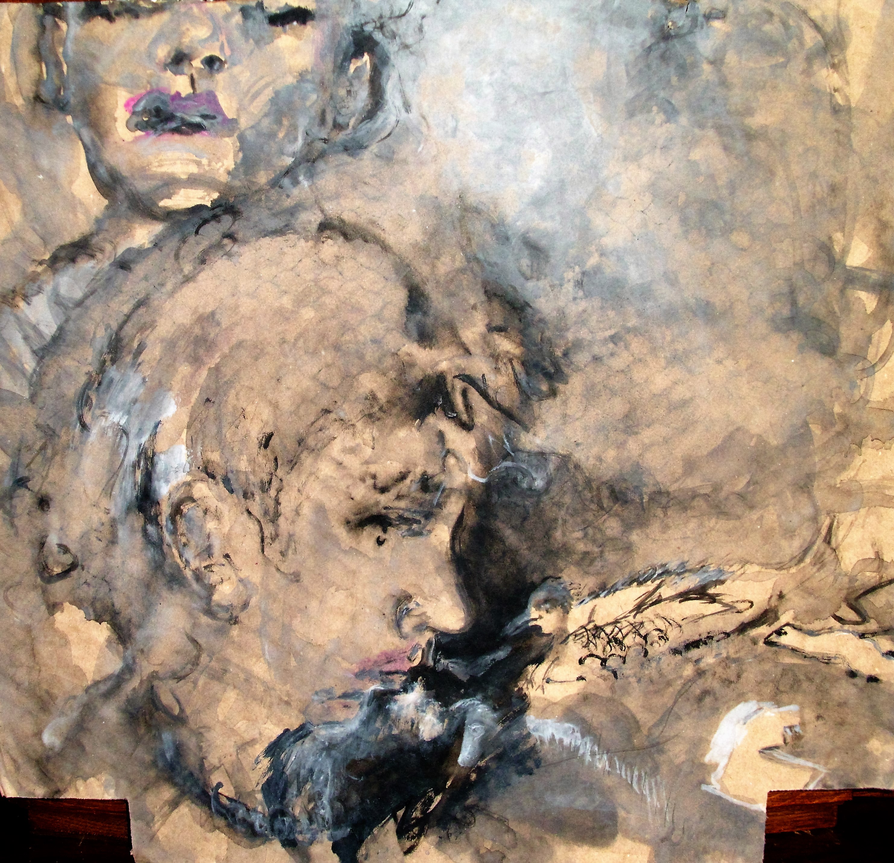 "komische Viecher", Acryl/Karton, 54x57, 2016