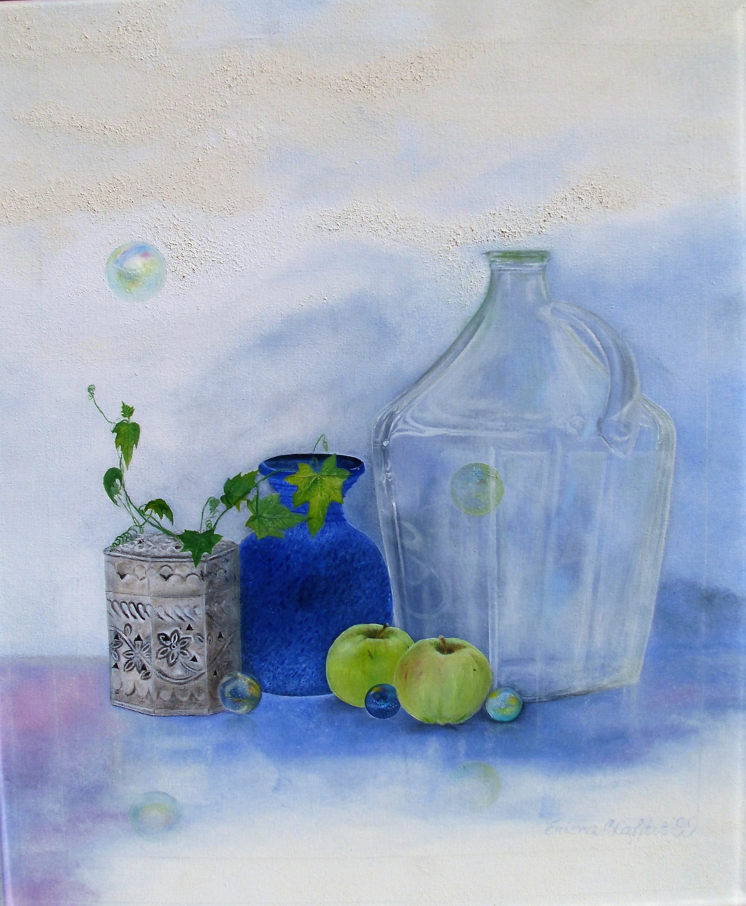 "schwebende Kugel", &Ouml;l/Leinwand, 50x60, 1999