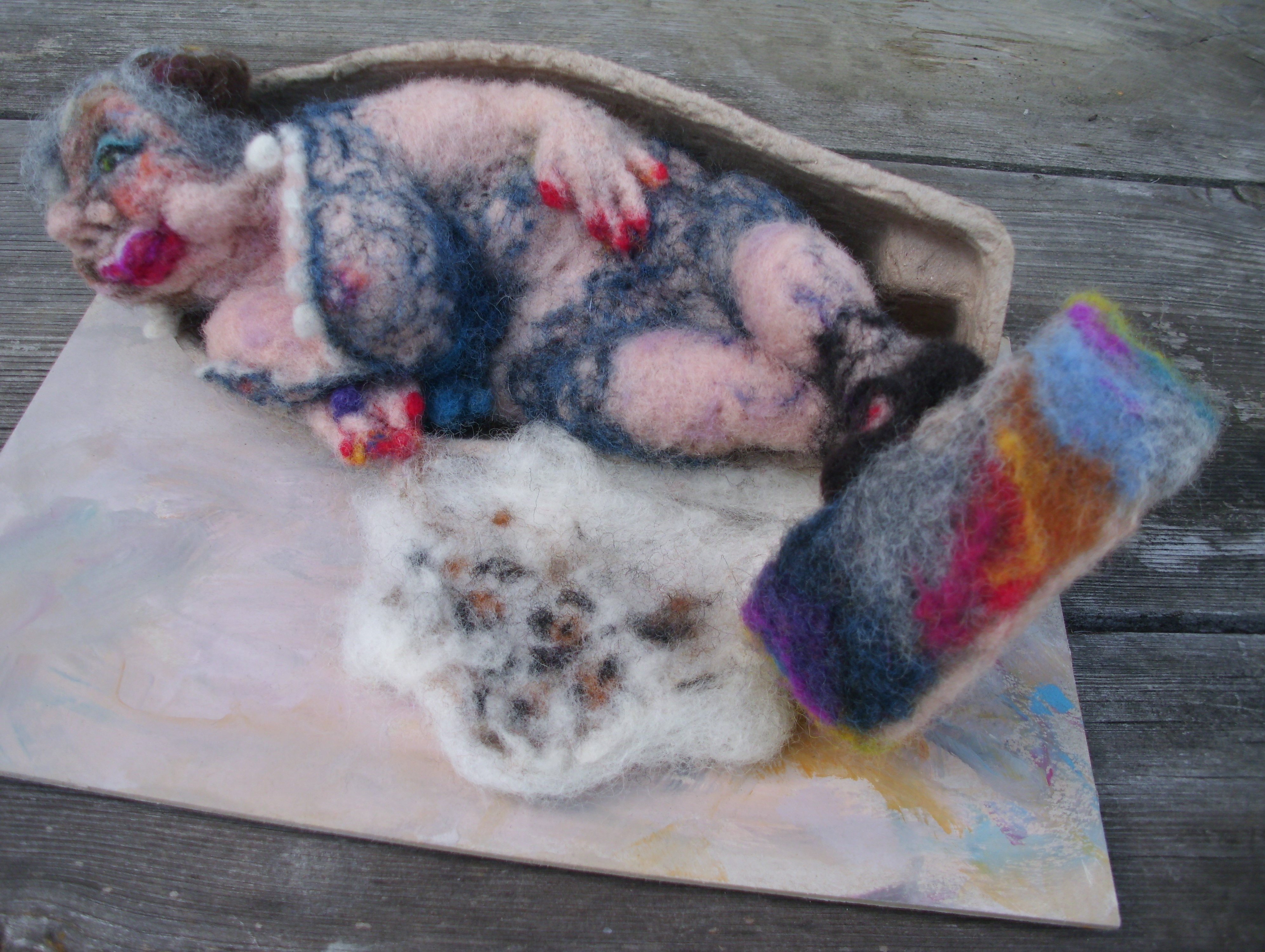 "SpielReif", Filz, Acryl, Karton, 24x17x7, 2016