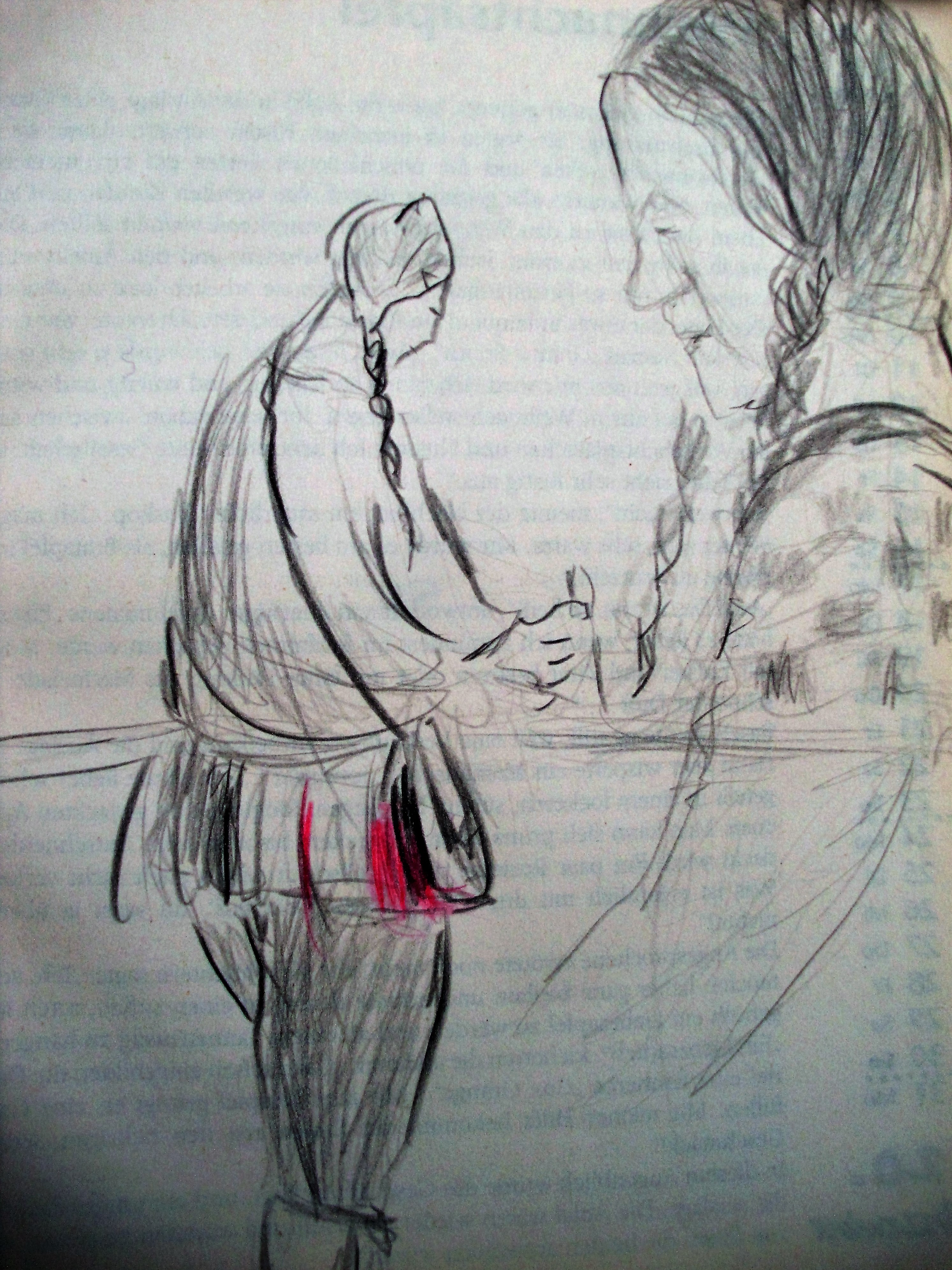 "Flohmarkt", Blei-Buntstift, 17x21, 2016